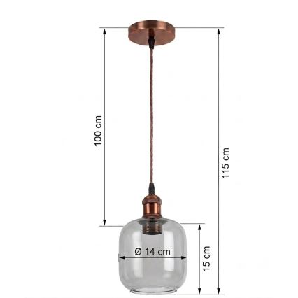 Brilagi - LED-hanglamp aan snoer RETRO GLASS 1xE27/60W/230V Ø 14 cm wit/rookgrijs