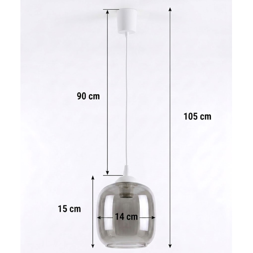 Brilagi - LED-hanglamp aan snoer RETRO GLASS 1xE27/60W/230V Ø 14 cm wit/rookgrijs
