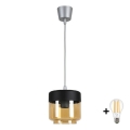 Brilagi - LED-hanglamp aan kabel RETRO GLASS 1xE27/60W/230V Ø 14 cm zilver/rookbeige/zwart