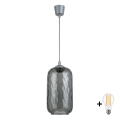 BRILAGI - LED-hanglamp aan kabel RETRO GLASS 1xE27/60W/230V Ø 14 cm zilver/rookgrijs