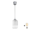 Brilagi - LED-hanglamp aan kabel RETRO GLASS 1xE27/60W/230V Ø 14 cm zilver/wit