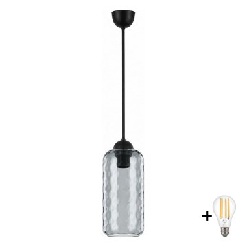 BRILAGI - LED hanglamp aan kabel RETRO GLASS 1xE27/60W/230V Ø 14 cm zwart/rookgrijs