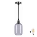 BRILAGI - LED-hanglamp aan kabel RETRO GLASS 1xE27/60W/230V Ø 14 cm zwart/rookgrijs
