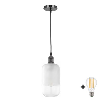 BRILAGI - LED-hanglamp aan kabel RETRO GLASS 1xE27/60W/230V Ø 14 cm zwart/wit