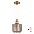 BRILAGI - LED-hanglamp aan kabel RETRO GLASS 1xE27/60W/230V Ø 15 cm goud/gerookt beige