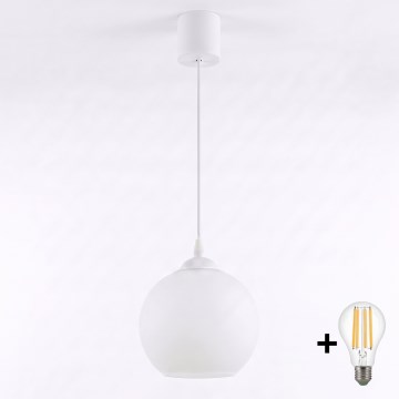 Brilagi - LED-hanglamp aan kabel RETRO GLASS 1xE27/60W/230V Ø 15 cm wit