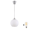 Brilagi - LED-hanglamp aan kabel RETRO GLASS 1xE27/60W/230V Ø 15 cm zilver/wit