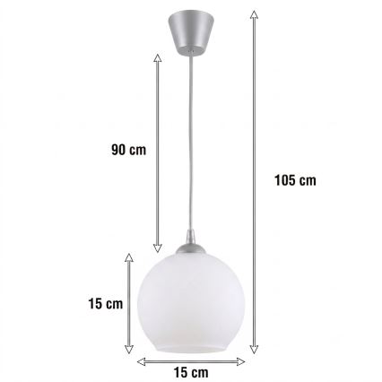 Brilagi - LED-hanglamp aan kabel RETRO GLASS 1xE27/60W/230V Ø 15 cm zilver/wit