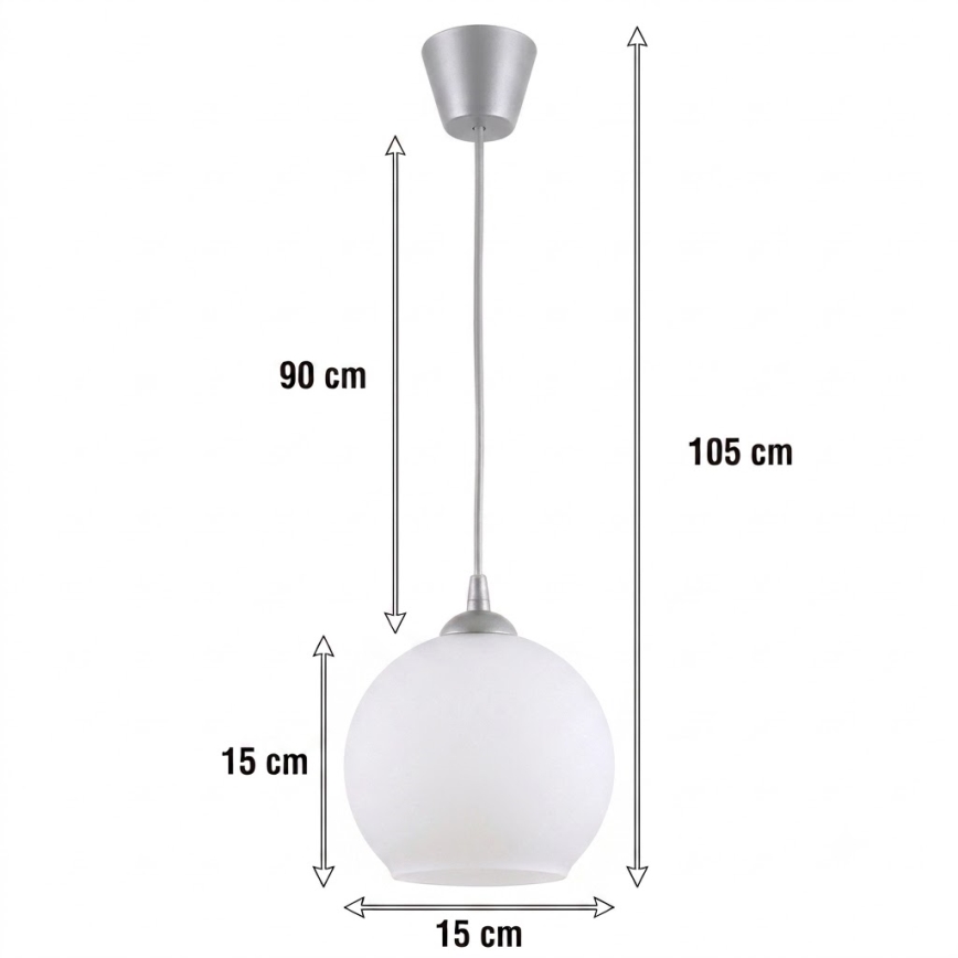 Brilagi - LED-hanglamp aan kabel RETRO GLASS 1xE27/60W/230V Ø 15 cm zilver/wit