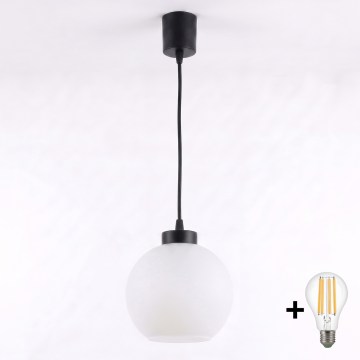 Brilagi - LED-hanglamp aan kabel RETRO GLASS 1xE27/60W/230V Ø 15 cm zwart/wit