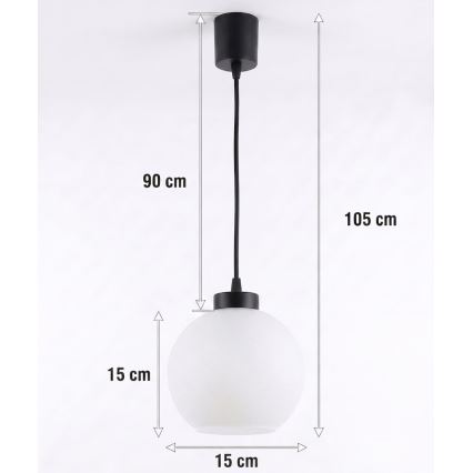 Brilagi - LED-hanglamp aan kabel RETRO GLASS 1xE27/60W/230V Ø 15 cm zwart/wit