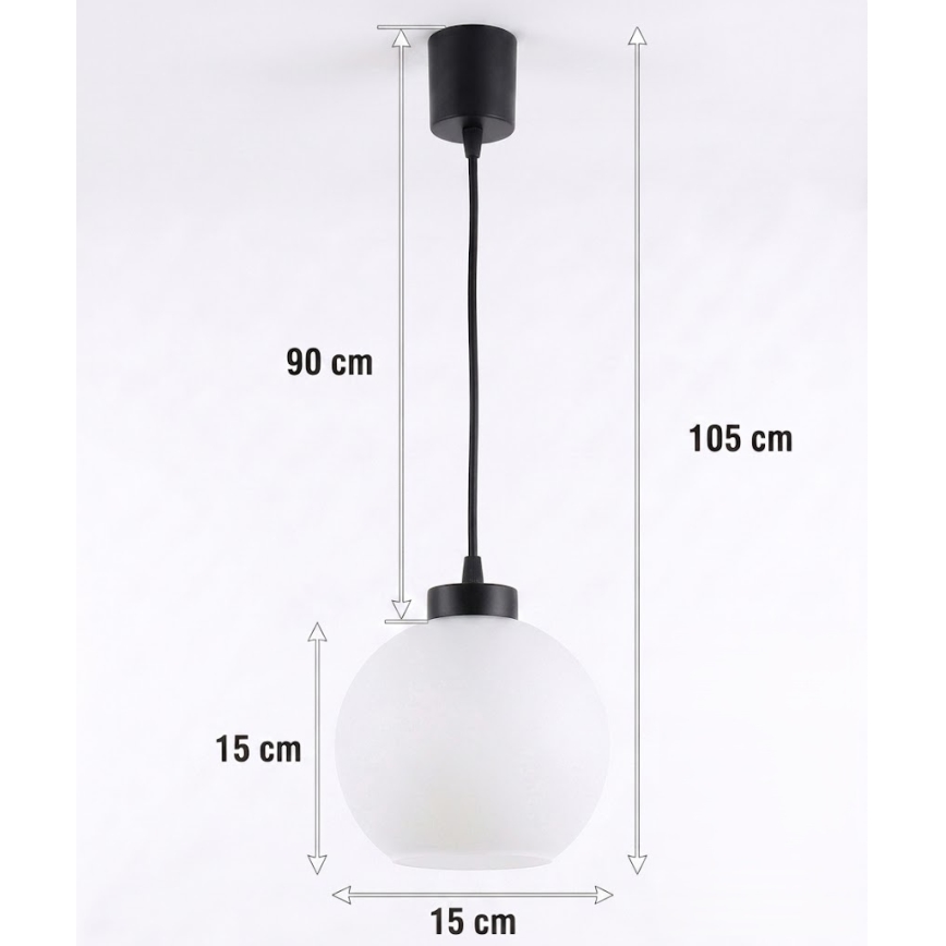 Brilagi - LED-hanglamp aan kabel RETRO GLASS 1xE27/60W/230V Ø 15 cm zwart/wit