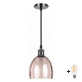 BRILAGI - LED-hanglamp aan kabel RETRO GLASS 1xE27/60W/230V Ø 17 cm zwart/rookbeige
