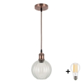 Brilagi - LED hanglamp aan kabel RETRO GLASS 1xE27/60W/230V Ø 18 cm koper/helder