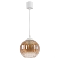 Brilagi - LED-hanglamp aan kabel RETRO GLASS 1xE27/60W/230V Ø 18 cm wit/rookbruin