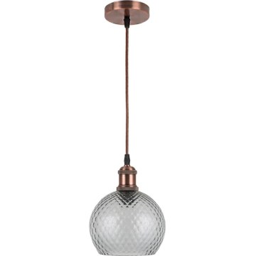 Brilagi - LED hanglamp aan kabel RETRO GLASS 1xE27/60W/230V Ø 18 cm wit/rookgrijs