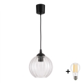 Brilagi - LED hanglamp aan kabel RETRO GLASS 1xE27/60W/230V Ø 18 cm zwart/helder
