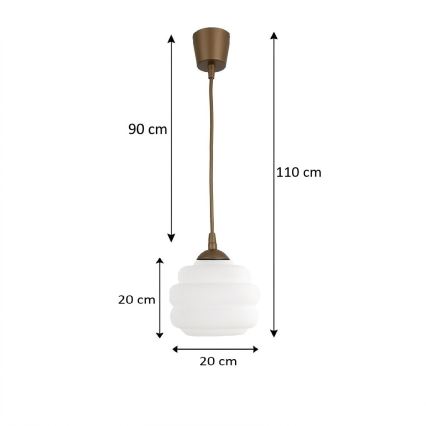 Brilagi - LED-hanglamp aan kabel RETRO GLASS 1xE27/60W/230V Ø 20 cm bruin/wit