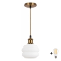 BRILAGI - LED hanglamp aan kabel RETRO GLASS 1xE27/60W/230V Ø 20 cm goud/wit