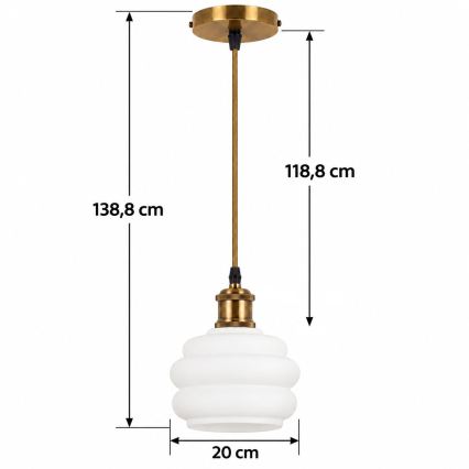 BRILAGI - LED hanglamp aan kabel RETRO GLASS 1xE27/60W/230V Ø 20 cm goud/wit