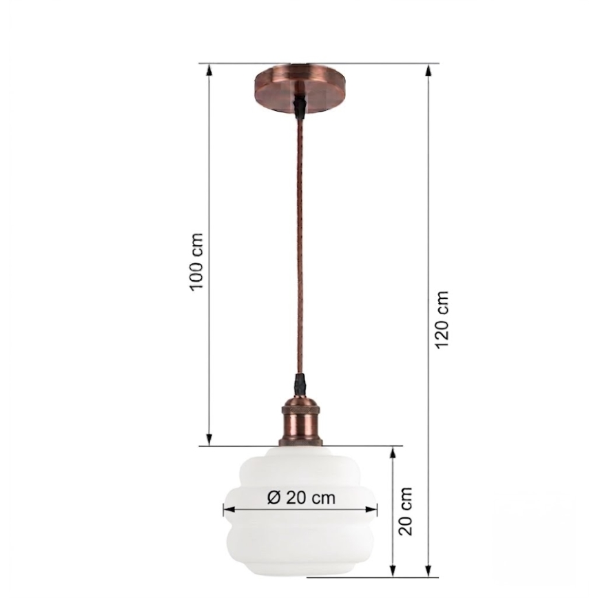 Brilagi - LED-hanglamp aan kabel RETRO GLASS 1xE27/60W/230V Ø 20 cm koper/wit