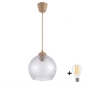 Brilagi - LED-hanglamp aan kabel RETRO GLASS 1xE27/60W/230V Ø 25 cm beige/rookgrijs