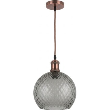 Brilagi - LED-hanglamp aan kabel RETRO GLASS 1xE27/60W/230V Ø 25 cm koper/rookgrijs