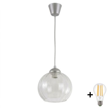 Brilagi - LED hanglamp aan kabel RETRO GLASS 1xE27/60W/230V Ø 25 cm zilver/helder