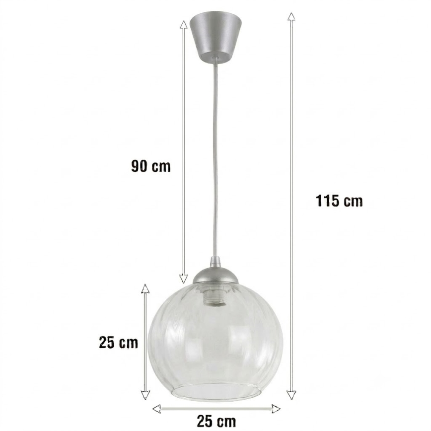 Brilagi - LED hanglamp aan kabel RETRO GLASS 1xE27/60W/230V Ø 25 cm zilver/helder