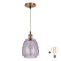 BRILAGI - LED hanglamp aan kabel RETRO GLASS 1xE27/60W/230V Ø 26 cm goud/rookgrijs