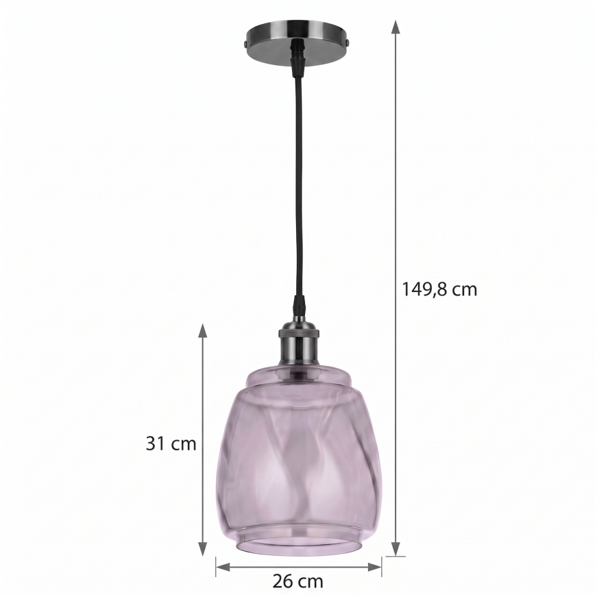 BRILAGI - LED hanglamp aan kabel RETRO GLASS 1xE27/60W/230V Ø 26 cm zwart/rookgrijs