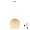 BRILAGI - LED hanglamp aan kabel RETRO GLASS 1xE27/60W/230V Ø 38 cm mat chroom/rookbeige