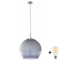BRILAGI - LED hanglamp aan kabel RETRO GLASS 1xE27/60W/230V Ø 38 cm mat chroom/rookgrijs