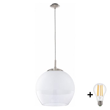BRILAGI - LED-hanglamp aan kabel RETRO GLASS 1xE27/60W/230V Ø 38 cm mat chroom/wit