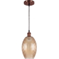 Brilagi - LED-hanglamp aan kabel RETRO GLASS 1xE27/60W/230V Ø17 cm koper/rookbeige