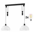 BRILAGI - LED Hanglamp aan kabel RETRO GLASS 2xE27/40W/230V zwart/wit