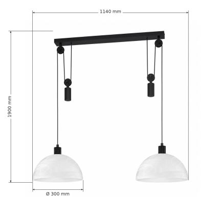 BRILAGI - LED Hanglamp aan kabel RETRO GLASS 2xE27/40W/230V zwart/wit