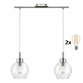 BRILAGI - LED hanglamp aan kabel RETRO GLASS 2xE27/60W/230V mat chroom/helder