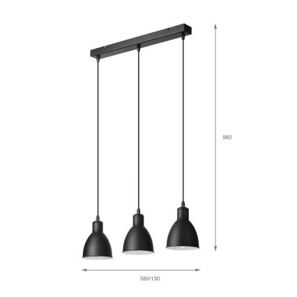 Brilagi - LED hanglamp aan kabel RIDDY 3xE27/60W/230V zwart