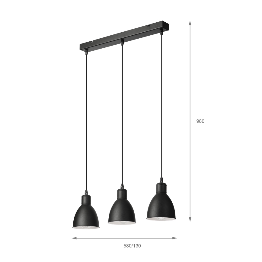 Brilagi - LED hanglamp aan kabel RIDDY 3xE27/60W/230V zwart