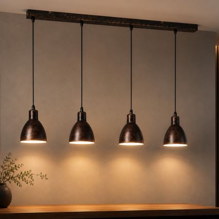 Brilagi - LED-hanglamp aan kabel RIDDY 4xE27/60W/230V koper/patina