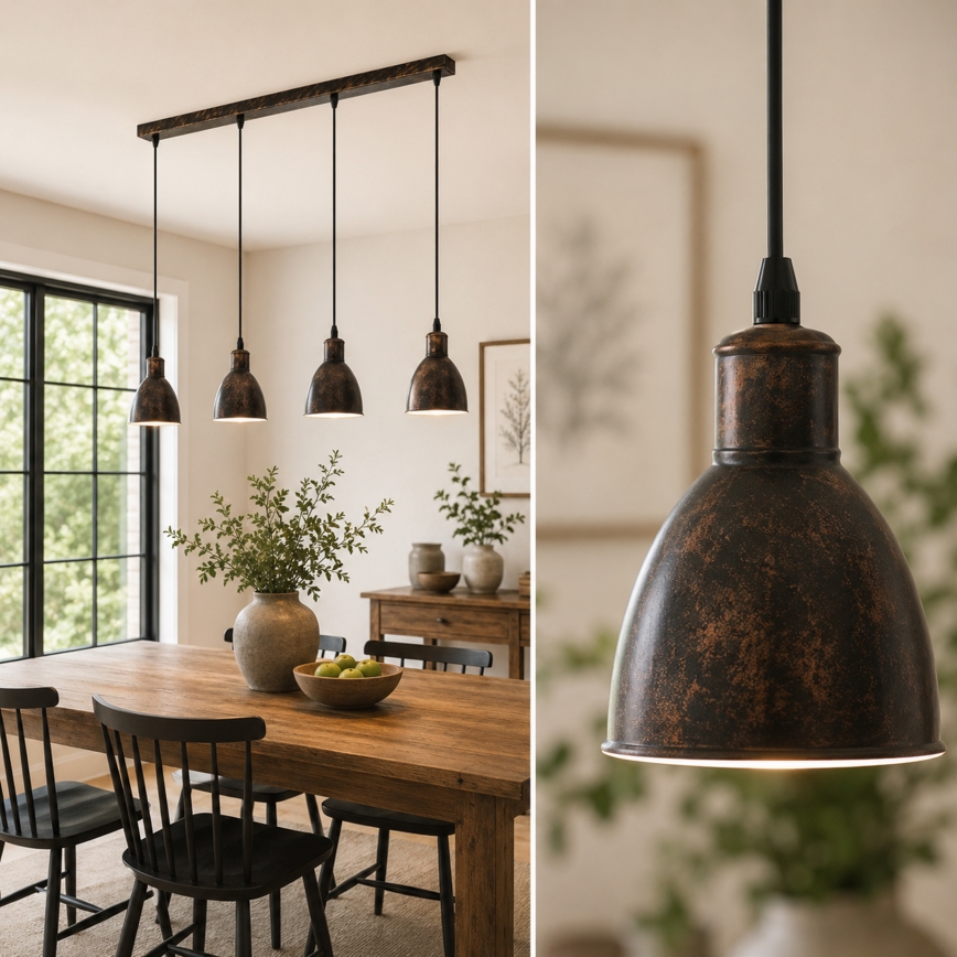 Brilagi - LED-hanglamp aan kabel RIDDY 4xE27/60W/230V koper/patina