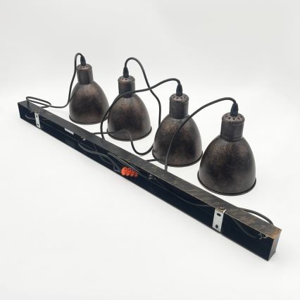 Brilagi - LED-hanglamp aan kabel RIDDY 4xE27/60W/230V koper/patina