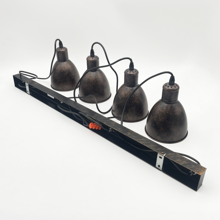 Brilagi - LED-hanglamp aan kabel RIDDY 4xE27/60W/230V koper/patina