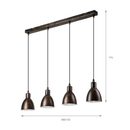 Brilagi - LED-hanglamp aan kabel RIDDY 4xE27/60W/230V koper/patina
