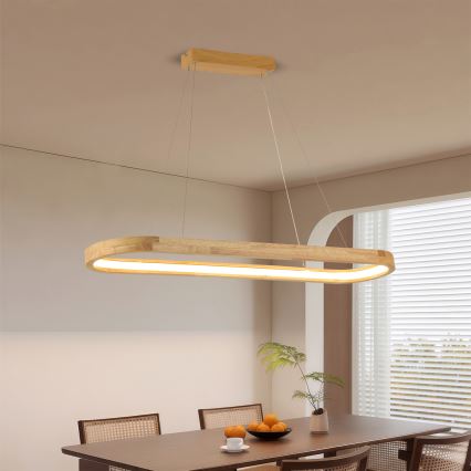 Brilagi - LED-hanglamp aan kabel UMEA WOOD LED/40W/230V 90x22 cm rubberhout
