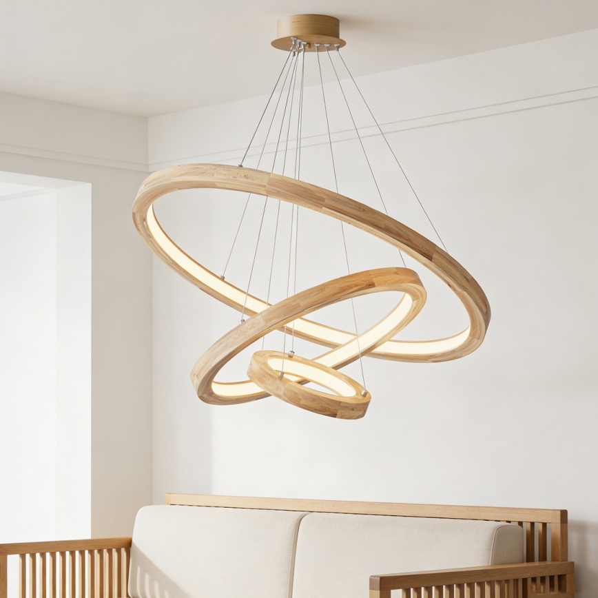 Brilagi - LED-hanglamp aan kabel UMEA WOOD LED/45W/230V Ø 60 cm hout