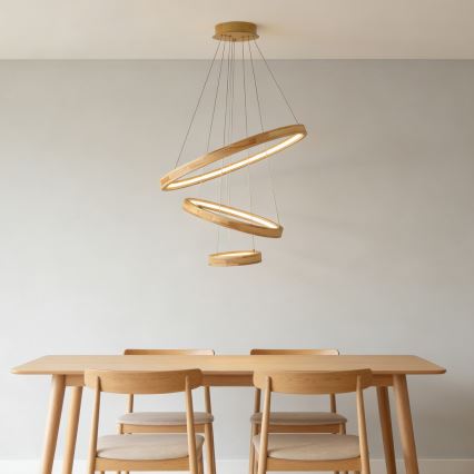 Brilagi - LED-hanglamp aan kabel UMEA WOOD LED/45W/230V Ø 60 cm hout