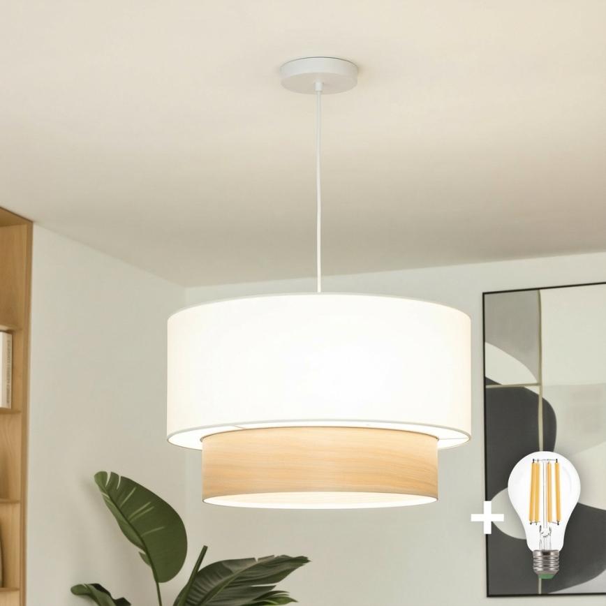 Brilagi - LED-hanglamp aan snoer CERIA 1xE27/40W/230V Ø 50 cm wit/beige