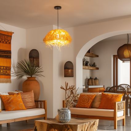 Brilagi - LED-hanglamp aan snoer CERIA BOHO 1xE27/40W/230V Ø 40 cm raffia